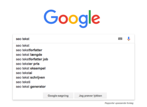 Google autofuldførelse - valg af søgeord